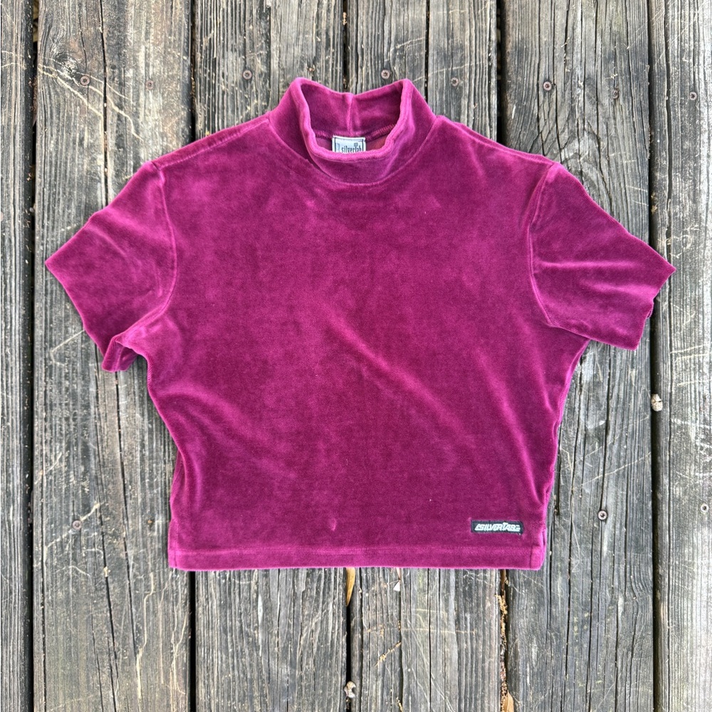 Vintage 90s Levi’s Silver Tab Velvet Cropped Mock neck top